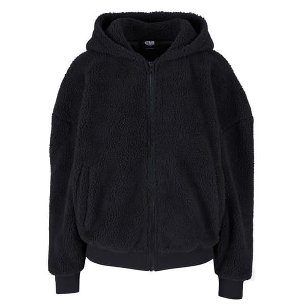 Zip hoodie - Urban Classics - Oversize Sherpa - Svart - Kvinna - Långa ärmar