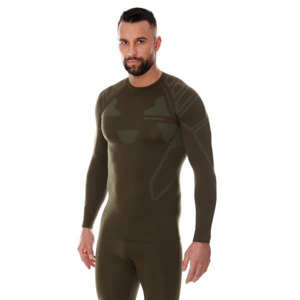 Långärmad T-shirt för män Brubeck RANGER PROTECT Termosweatshirt för skogen Khaki Olika Storlekar