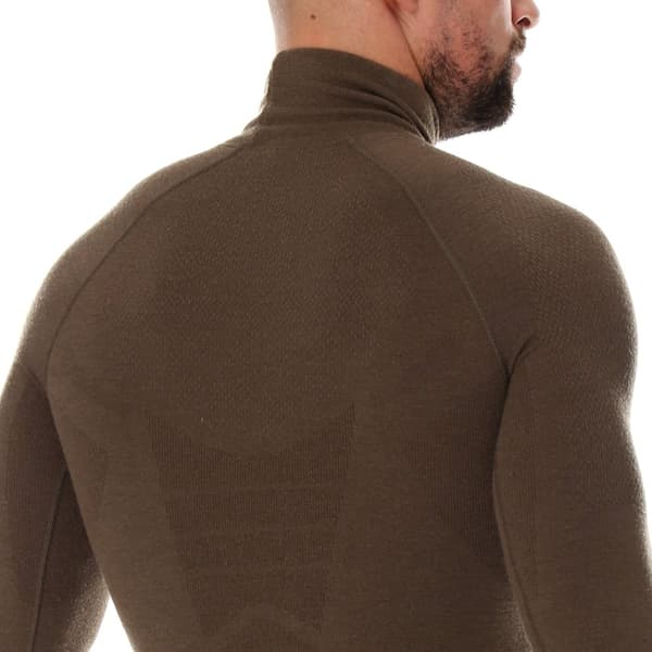 Sweatshirt för herrar Brubeck RANGER WOOL Termounderkläder Merinoull för skogen Khaki, Olika Storlekar
