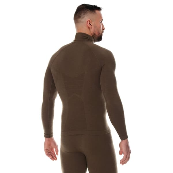 Sweatshirt för herrar Brubeck RANGER WOOL Termounderkläder Merinoull för skogen Khaki, Olika Storlekar