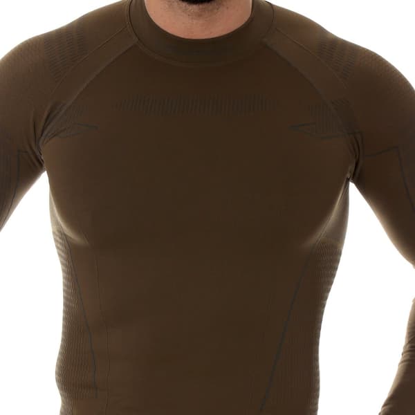 Sweatshirt för män Brubeck RANGER THERMO termoaktiv T-shirt för skogen Khaki, Olika Storlekar