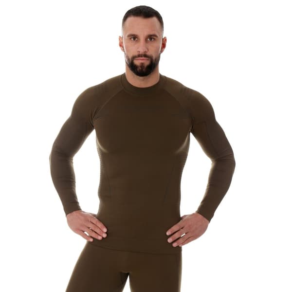 Sweatshirt för män Brubeck RANGER THERMO termoaktiv T-shirt för skogen Khaki, Olika Storlekar
