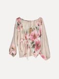 Miniatyrbild 1 av 2: Knot Linen Shirt Flowery Attitude, Sand - Reunion Home