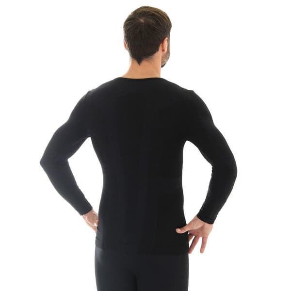 Långärmad T-shirt för män BRUBECK COMFORT WOOL Termounderkläder MERINOULL Svart, Grafit, Mörk grå, Mörk denim, Olika Storlekar