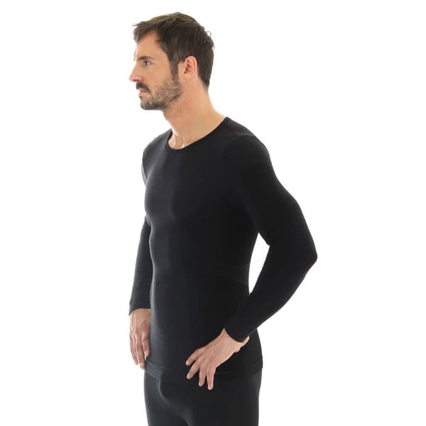 Långärmad T-shirt för män BRUBECK COMFORT WOOL Termounderkläder MERINOULL Svart, Grafit, Mörk grå, Mörk denim, Olika Storlekar