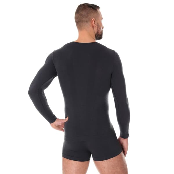 Långärmad T-shirt för män BRUBECK COMFORT WOOL Termounderkläder MERINOULL Svart, Grafit, Mörk grå, Mörk denim, Olika Storlekar