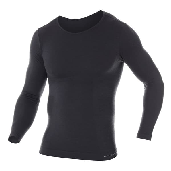 Långärmad T-shirt för män BRUBECK COMFORT WOOL Termounderkläder MERINOULL Svart, Grafit, Mörk grå, Mörk denim, Olika Storlekar