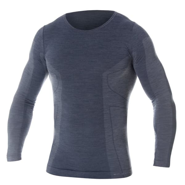 Långärmad T-shirt för män BRUBECK COMFORT WOOL Termounderkläder MERINOULL Svart, Grafit, Mörk grå, Mörk denim, Olika Storlekar
