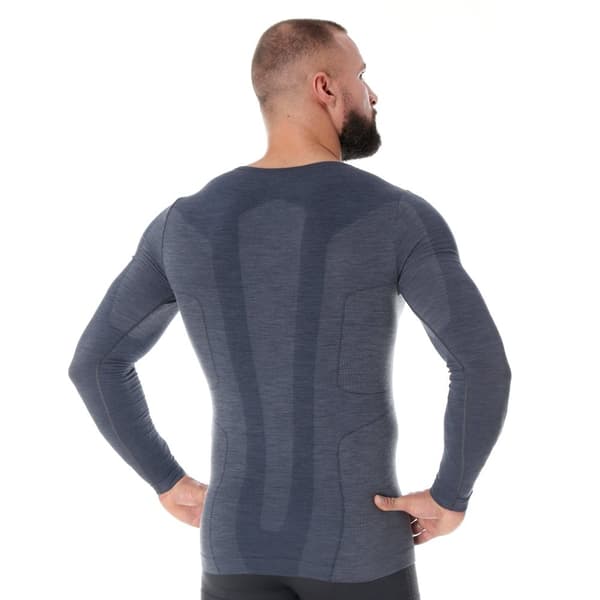 Långärmad T-shirt för män BRUBECK COMFORT WOOL Termounderkläder MERINOULL Svart, Grafit, Mörk grå, Mörk denim, Olika Storlekar