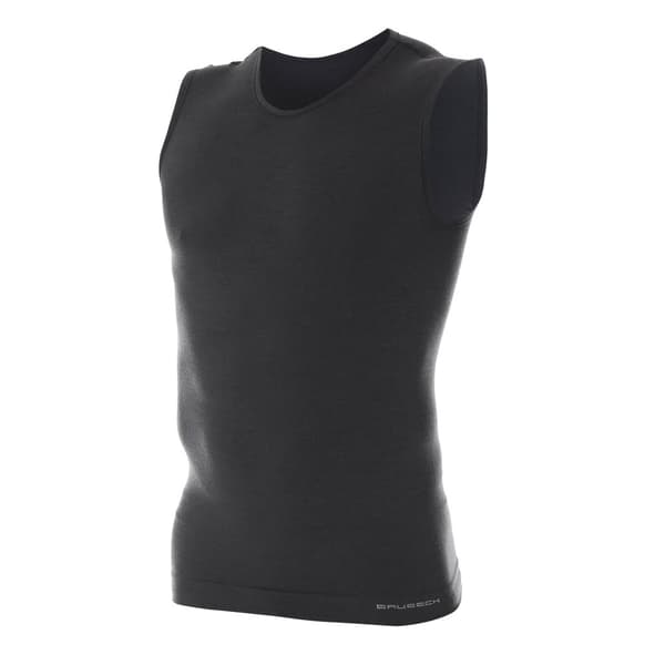 Linnen för män BRUBECK COMFORT WOOL Termoaktiv Ärmlös T-shirt MERINOULL Svart, Grafit, Olika Storlekar