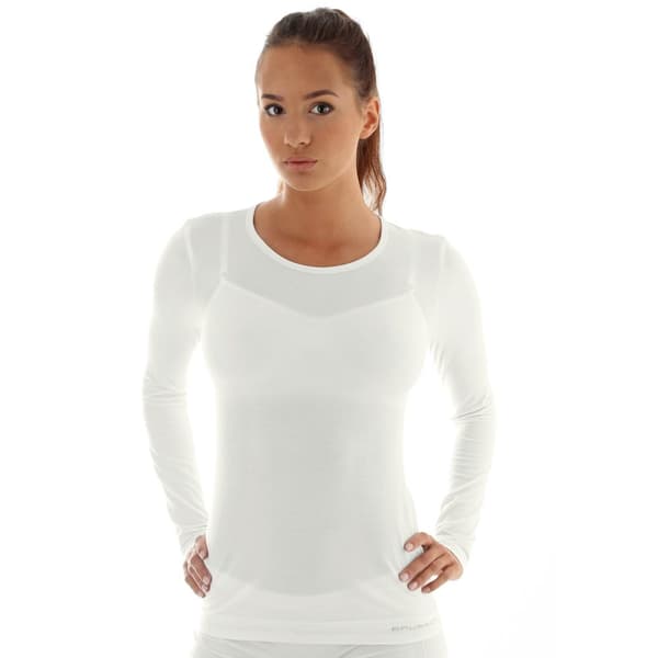 Långärmad T-shirt för kvinnor BRUBECK COMFORT WOOL Termoaktivunderkläder MERINOULL Kräm, Mörk denim, Svart, Ask, Olika Storlekar