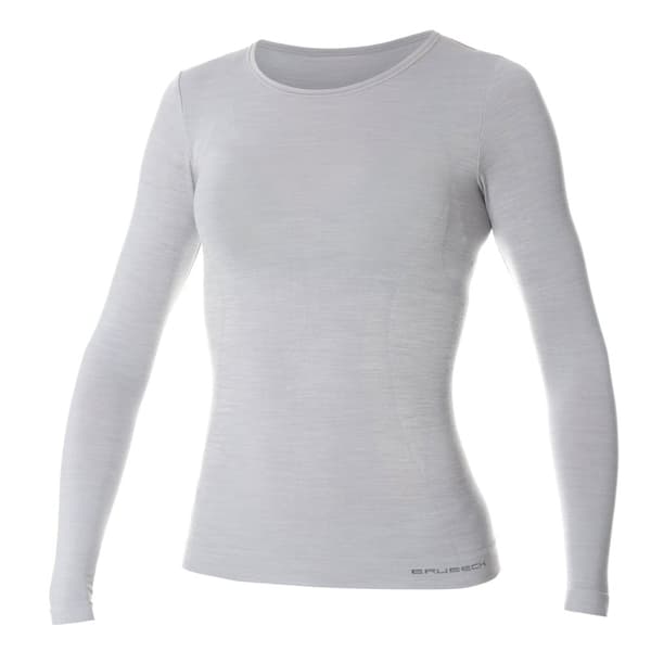 Långärmad T-shirt för kvinnor BRUBECK COMFORT WOOL Termoaktivunderkläder MERINOULL Kräm, Mörk denim, Svart, Ask, Olika Storlekar