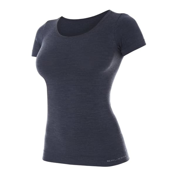 Kortärmad T-shirt för kvinnor BRUBECK COMFORT WOOL Termoaktivunderkläder MERINOULL Kräm, Mörk denim, Svart, Ask, Olika Storlekar