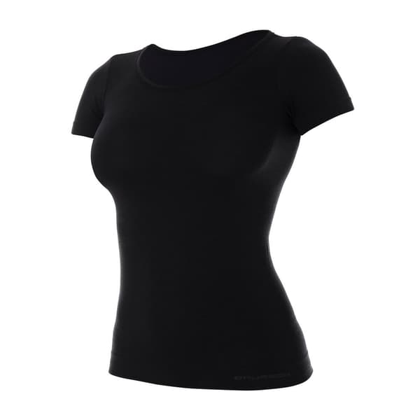 Kortärmad T-shirt för kvinnor BRUBECK COMFORT WOOL Termoaktivunderkläder MERINOULL Kräm, Mörk denim, Svart, Ask, Olika Storlekar