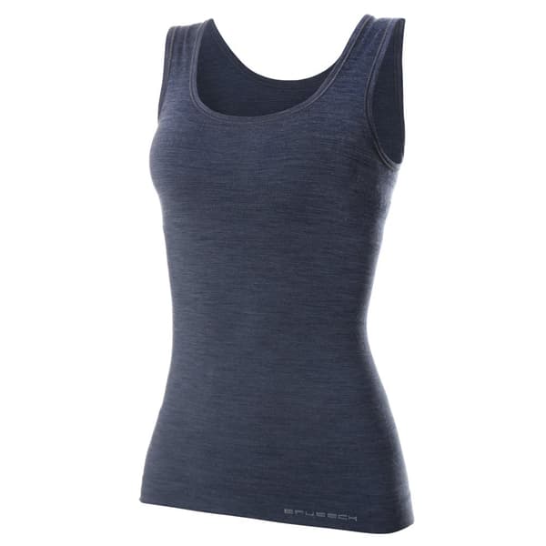 Linnen för kvinnor BRUBECK COMFORT WOOL Termoaktiv Ärmlös T-shirt MERINOULL Kräm, Mörk denim, Svart, Ask, Hud, Olika Storlekar