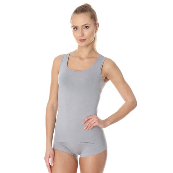 Linnen för kvinnor BRUBECK COMFORT WOOL Termoaktiv Ärmlös T-shirt MERINOULL Kräm, Mörk denim, Svart, Ask, Hud, Olika Storlekar
