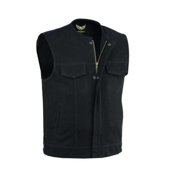 Gilet - cardigan Leatherick - 5XL - Anarki Gilet utan krage i denim för män med djupa fickor Svart
