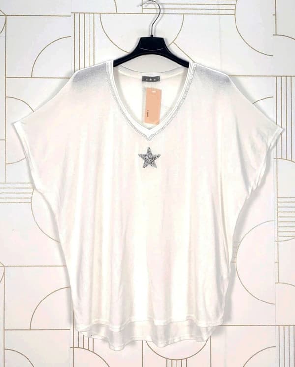 Agélii Fashion - Vintage t-shirt - finns i flera färger - one size 40-46 Vit