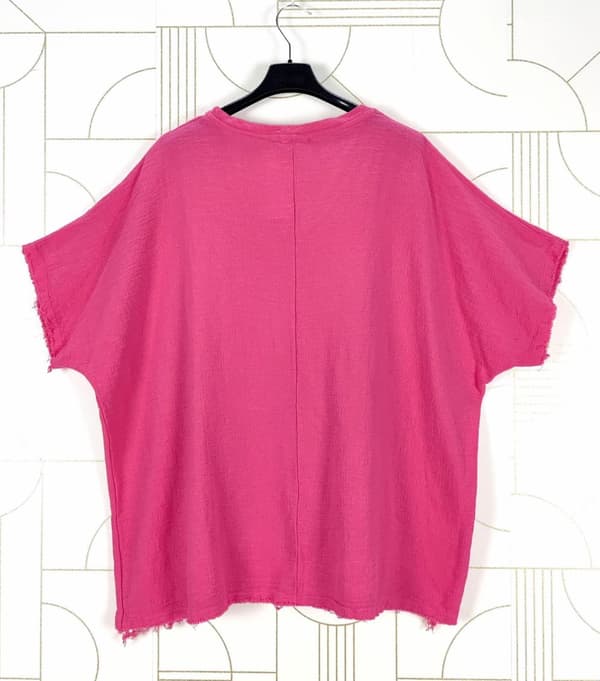 Agélii Fashion - Oversized t-shirt med fransiga kanter - flera färger - one size 44-52
