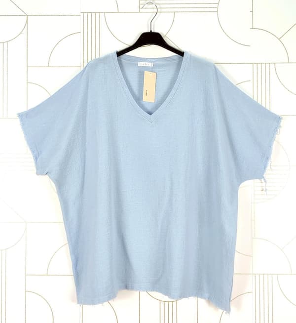 Agélii Fashion - Oversized t-shirt med fransiga kanter - flera färger - one size 44-52