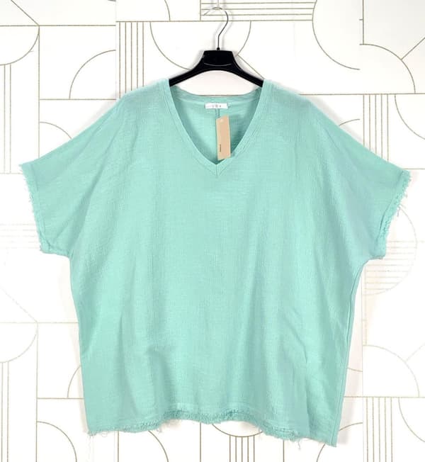 Agélii Fashion - Oversized t-shirt med fransiga kanter - flera färger - one size 44-52