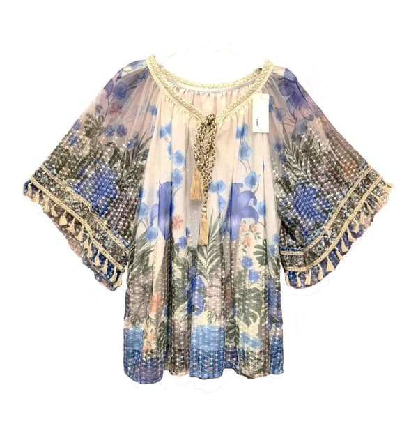 Agélii Fashion - Boho chic spetstopp i ljusgult eller blått - one size 40-46
