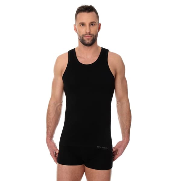 Linnen för män BRUBECK COMFORT COTTON Termoaktiv ärmlös T-shirt Vit, Svart, Olika Storlekar Svart L