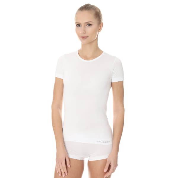 Kortärmad T-shirt för kvinnor BRUBECK COMFORT COTTON Termoaktiva underkläder Vit, Svart, Olika Storlekar Vit S