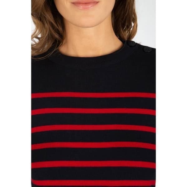 Pull marin Femme - ARMORLUX - BRIAC - Randig - Rund hals - 100% merinoull