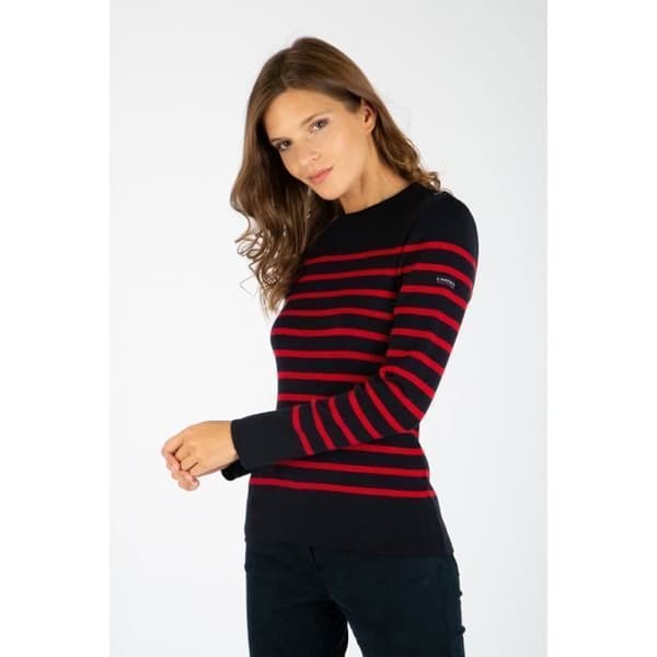 Pull marin Femme - ARMORLUX - BRIAC - Randig - Rund hals - 100% merinoull