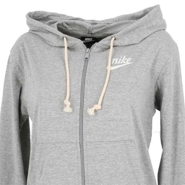 Sweatjacka med dragkedja och huva - Nike - Gym VNTG Hoodie W - Grå melange - Dam - Mångsport