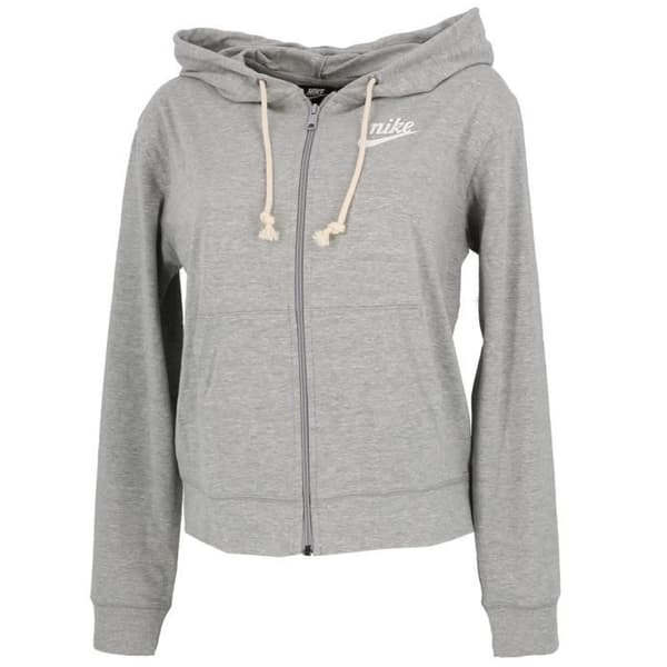 Sweatjacka med dragkedja och huva - Nike - Gym VNTG Hoodie W - Grå melange - Dam - Mångsport