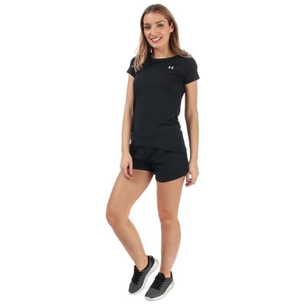 T-Shirt Fitness Dam - Under Armour - HeatGear Armour - Svart - Korta Ärmar - Antiperspirant