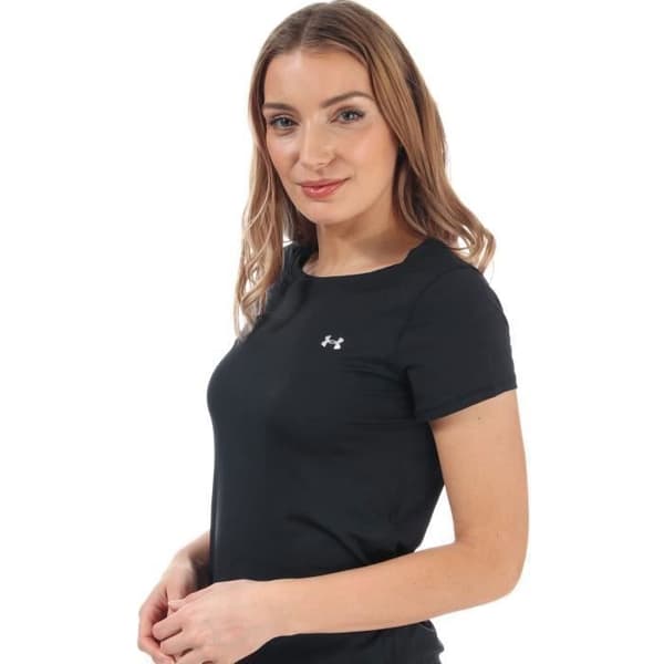 T-Shirt Fitness Dam - Under Armour - HeatGear Armour - Svart - Korta Ärmar - Antiperspirant