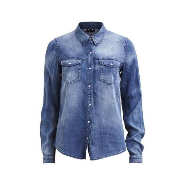 Chemis VILA Vibista Denim - VILA - Långa ärmar - Skjortkrage