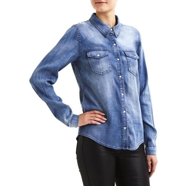 Chemis VILA Vibista Denim - VILA - Långa ärmar - Skjortkrage
