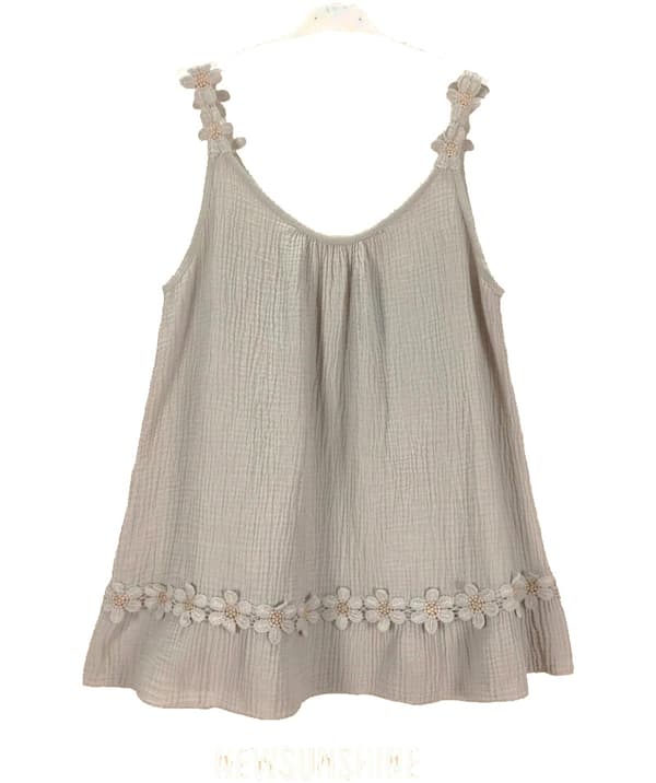 Agélii Fashion - Linne med blomsterutsmyckning - flera färger - one size 38-42