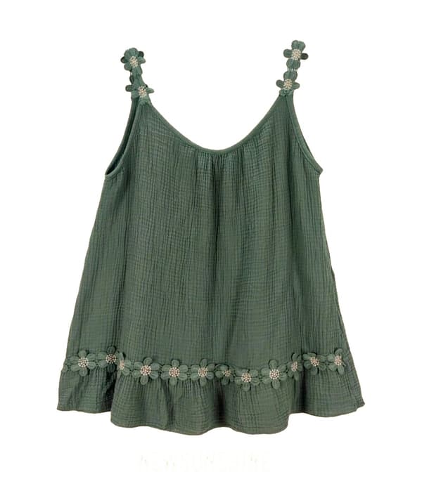 Agélii Fashion - Linne med blomsterutsmyckning - flera färger - one size 38-42 Vit