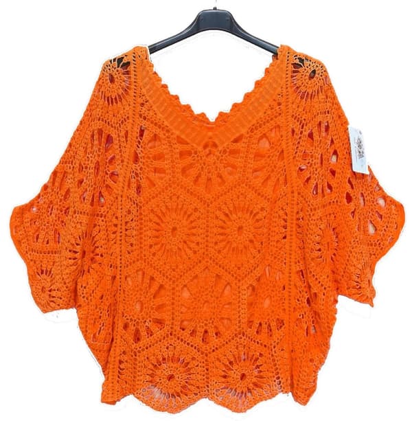 Agélii Fashion - Virkad tvådelad topp med innerfoder - många härliga färger - one-size 38-44 Orange