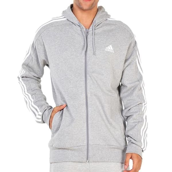 Sweat med dragkedja - Adidas - IC9833 - Grå - Långa ärmar - Huva