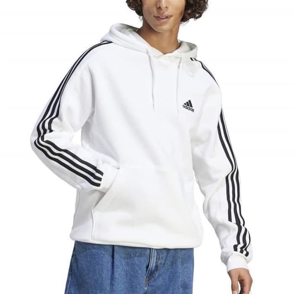 Sweatshirt med huva Herren Adidas Essentials Fleece 3-Stripes Vit IJ6476