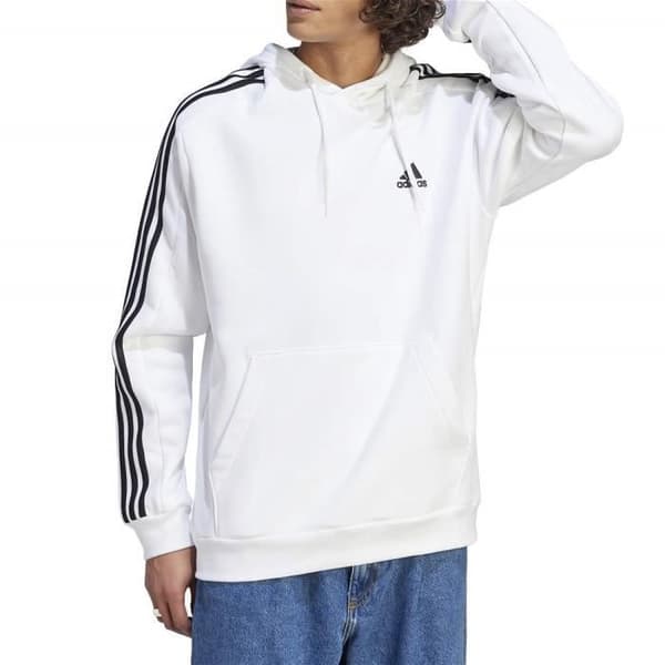 Sweatshirt med huva Herren Adidas Essentials Fleece 3-Stripes Vit IJ6476