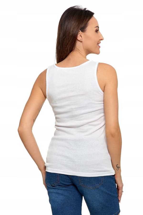 Hvid DAME TOP Tætsiddende T-shirt Glat Ærmeløs Behagelig MORAJ L