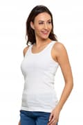 Miniatyrbillede 2 af 7: Hvid DAME TOP Tætsiddende T-shirt Glat Ærmeløs Behagelig MORAJ L