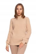 Miniatyrbild 3 av 11: Beige DAMTRÖJA Löst Mjuk Stickad Modern Feminin Halv Polotröja MORAJ M