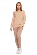 Miniatyrbild 6 av 11: Beige DAMTRÖJA Löst Mjuk Stickad Modern Feminin Halv Polotröja MORAJ M