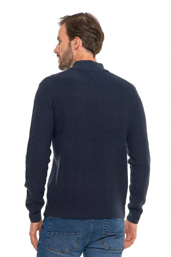 Herretrøje med opretstående krave, knaplukning, elegant varm sweater MORAJ S