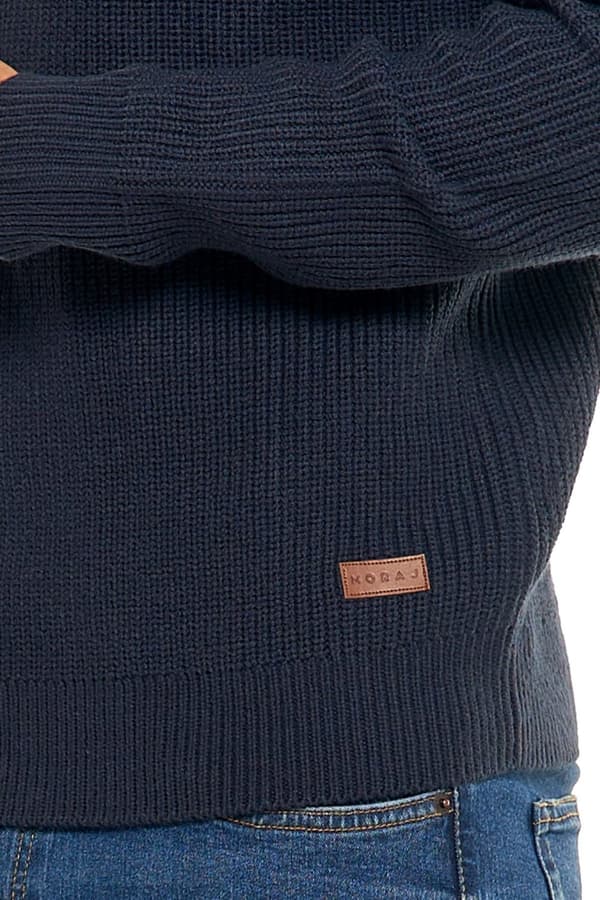 Herretrøje med opretstående krave, knaplukning, elegant varm sweater MORAJ S