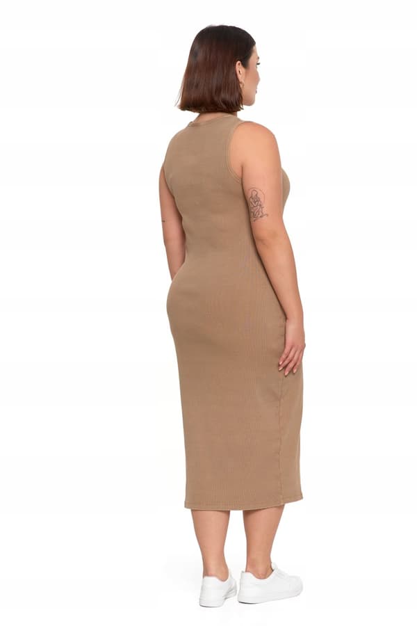 KVINDE STRIBET MIDI-KJOLE MED BREDE STROPPER SOMMERMORAJ - 3XL