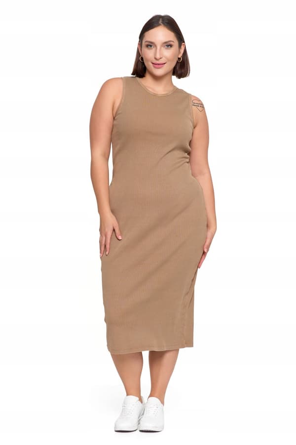 KVINDE STRIBET MIDI-KJOLE MED BREDE STROPPER SOMMERMORAJ - 3XL